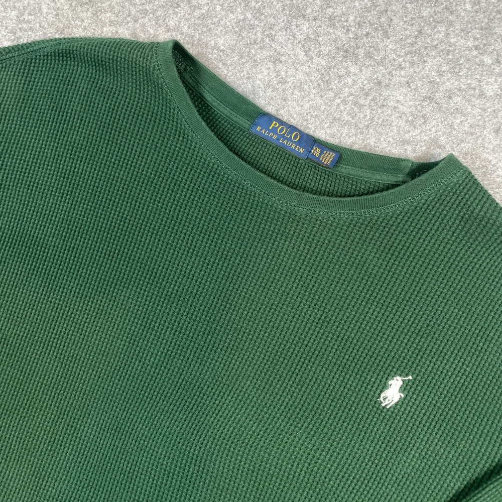 Polo Ralph Lauren Mens Shirt XXL TTG Green Waffle Knit Long Sleeve Classic Prep